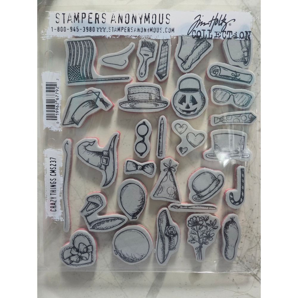 Tim Holtz Stampers Anonymous Crazy Things CMS237 Cling Rubber Stamps Set 31pc